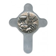 Communion Pewter Medal with Mother of Pearl Cross cm.6.5x8.5 - 2 1/2"x3 1/3"