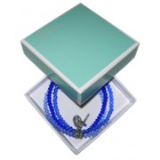 Elastic Crystal Bracelet with Crucifix and Medal mm.4 Bead Blue Boxed