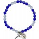 Elastic Crystal Bracelet with Crucifix and Medal mm.5.5 Bead Dark Blue