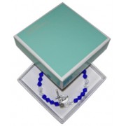 Elastic Crystal Bracelet with Crucifix and Medal mm.5.5 Bead Dark Blue Gift Boxed