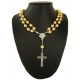 Imitation Pearl Rosary Necklace with Magnetic Clasp Gold mm.10
