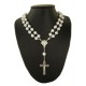 Perle d'imitation collier chapelet avec fermoir magnétique blanc mm. 10