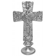 Confirmation Dove with Base Pewter Cross cm.16 - 6 1/4"