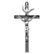 Confirmation Cross Silver Plated Pewter Corpus and Dove cm.9 - 3 1/2"