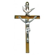 Confirmation Cross Gold Plated Pewter Corpus and Dove cm.9 - 3 1/2"