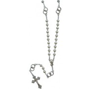White Pearl Wedding Rosary Silver Plated mm.6
