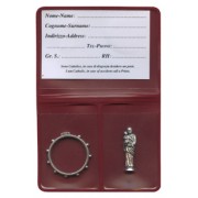 Pouch with St.Joseph Pocket Statue mm.25 - 1" and Rosary Ring mm.25- 1"