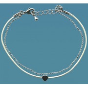White Leather and Metal Chain Bracelet with Pewter Heart Gift Boxed