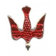 Dove Red Enamel Lapel Pin Silver Plated mm.20 - 3/4"