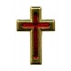 Gold Plated Flat Cross with Red Enamel Lapel Pin cm.2 - 3/4"