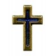 Gold Plated Flat Cross with Blue Enamel Lapel Pin cm.2 - 3/4"