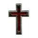 Nickel Plated Flat Cross with Red Enamel Lapel Pin mm.20 - 3/4"