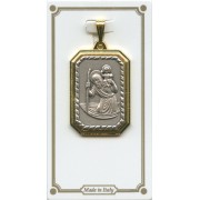 St.Christopher Rectangle 2 Tone Medal mm.25 - 1"