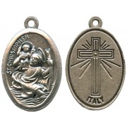 St.Christopher Oxidized Oval Medal mm.22- 7/8"