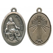 St.Peregrine Oxidized Oval Medal mm.22- 7/8"