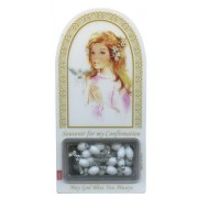 English Girl Confirmation Set mm.120x60 -4 3/4"x2 1/4" with Rosary RL21MA-4 (White)