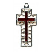 Flat Cross with Red Enamel Perforated mm.30- 1 1/4"