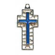 Flat Cross with Blue Enamel Perforated mm.30- 1 1/4"