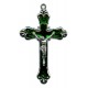 Crucifix Nickel Plated with Emerald Enamel mm.58 - 2 1/4"