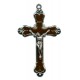 Crucifix Nickel Plated with Brown Enamel mm.58 - 2 1/4"