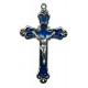 Crucifix Nickel Plated with Blue Enamel mm.58 - 2 1/4"