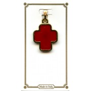 Gold Plated Cross with Red Enamel mm.18 - 1/2"
