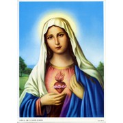 Immaculate Heart of Mary Print cm.19x26 - 7 1/2"x 10 1/4"