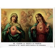 Immaculate Heart of Mary and Sacred Heart of Jesus Print cm.19x26 - 7 1/2"x 10 1/4"