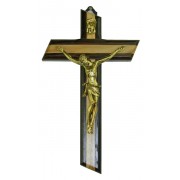 Crucifix Olive Wood with Wenge Wood Gold Plated Corpus cm.16- 6 3/4"
