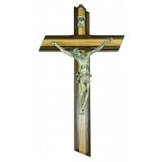 Crucifix Olive Wood with Wenge Wood Silver Plated Corpus cm.21 - 8"