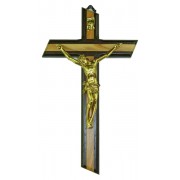 Crucifix Olive Wood with Wenge Wood Gold Plated Corpus cm.21 - 8"