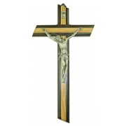 Crucifix Olive Wood with Wenge Wood Silver Plated Corpus cm.25 - 9 3/4"
