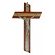 Crucifix Olive Wood with Paduk Wood Silver Plated Corpus cm.16 - 6 3/4"