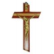 Crucifix Olive Wood with Paduk Wood Gold Plated Corpus cm.16 - 6 3/4"