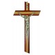 Crucifix Olive Wood with Padauk Wood Silver Plated Corpus cm.25 - 9 3/4"