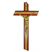 Crucifix Olive Wood with Paduk Wood Gold Plated Corpus cm.25 - 9 3/4"