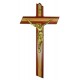 Crucifix Olive Wood with Padauk Wood Gold Plated Corpus cm.25 - 9 3/4"