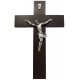Wood Crucifix Pewter Corpus Silver Plated cm.27- 10 1/2"