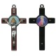 Sagrado Corazón de Jesús crucifijo de metal con acabado de rodio en rojo cm.8-3"