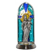 Helper of Christians Oxidized Metal Statuette on Stained Glass mm.40- 1 1/2"