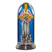 Fatima Oxidized Metal Statuette on Stained Glass mm.40- 1 1/2"