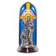 Holy Family Traditional Oxidized Metal Statuette on Stained Glass mm.40- 1 1/2"