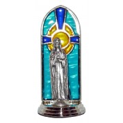 Sacred Heart of Jesus Oxidized Metal Statuette on Stained Glass mm.40- 1 1/2"