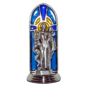 St.Joseph Oxidized Metal Statuette on Stained Glass mm.40- 1 1/2"