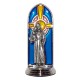 St.Anthony Oxidized Metal Statuette on Stained Glass mm.40- 1 1/2"