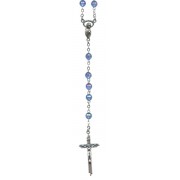 Sapphire mm.6 Plastic Crystal Looking Rosary Aurora Borealis