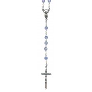 Blue mm.6 Plastic Crystal Looking Rosary Aurora Borealis
