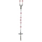 Pink mm.6 Plastic Crystal Looking Rosary Aurora Borealis