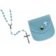 Aqua mm.6 Plastic Crystal Looking Rosary Aurora Borealis with Matching Pouch