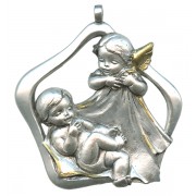Guardian Angel Pewter Medal Silver Plated and Gold cm.6.5